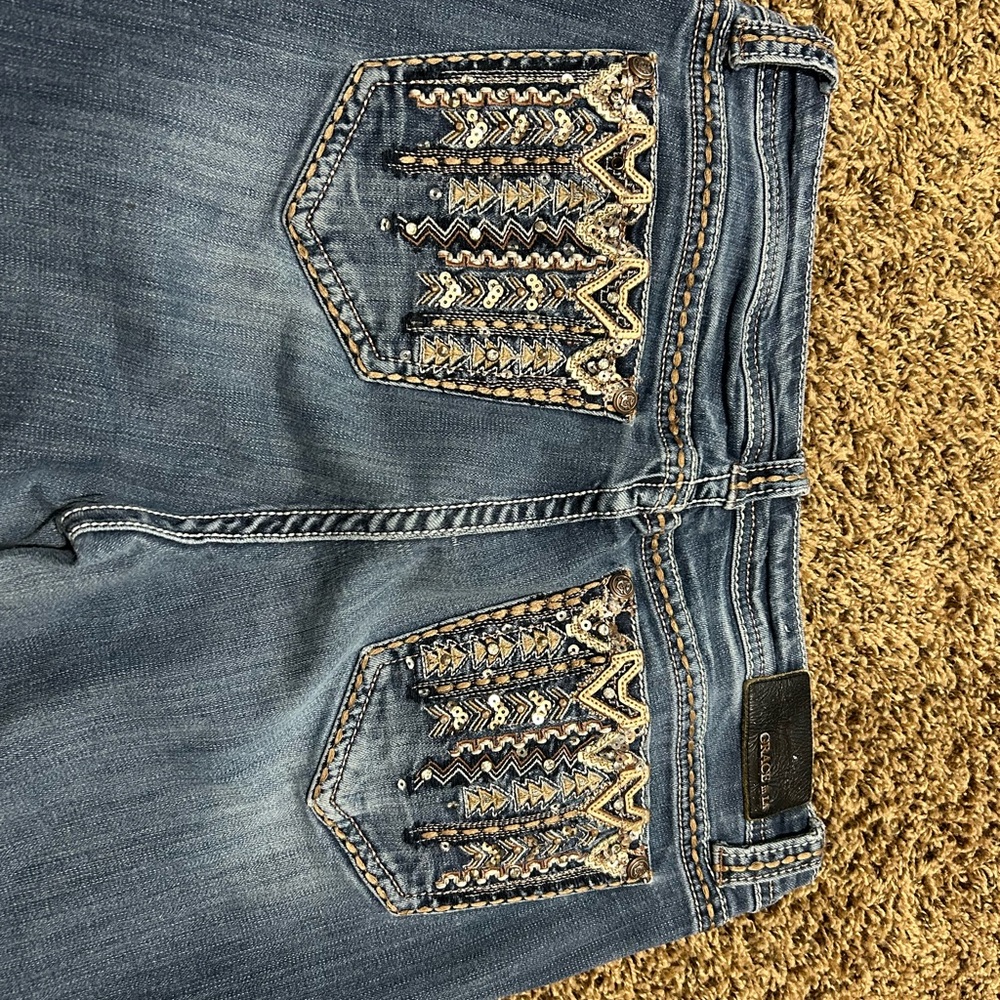 Chic Grace Blue Embroidered Women's Jeans size 33